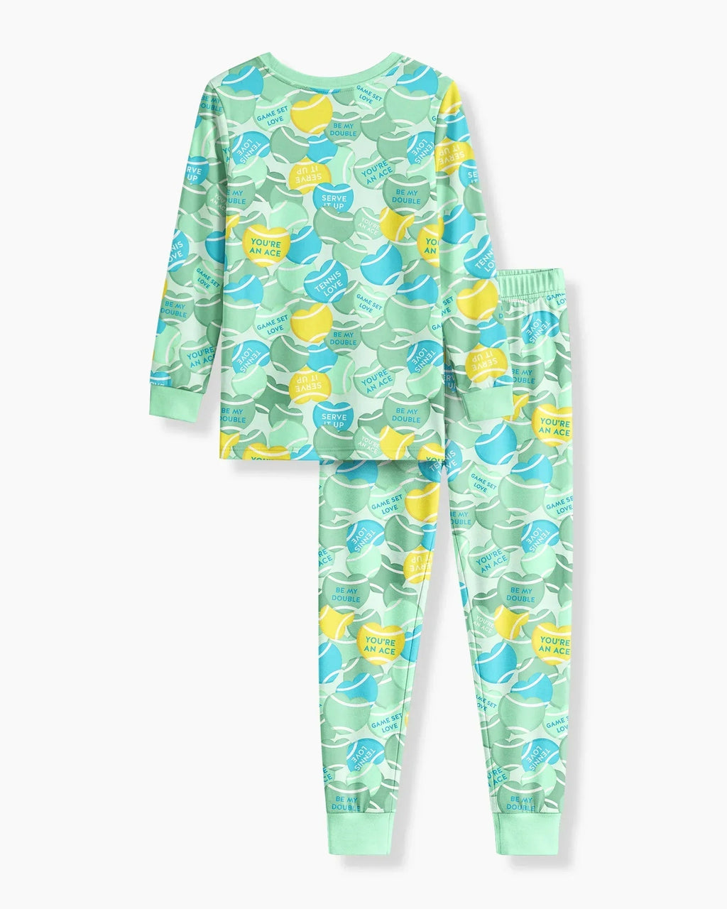 Tennis Candy Family Matching Bamboo Two Piece Long Sleeve Pajama Set