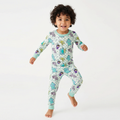 Monster Plaid Green Bamboo Long Sleeve Pajama Set