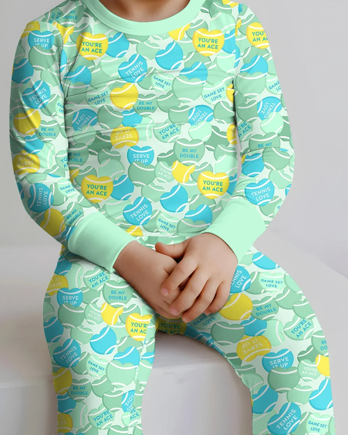 Tennis Candy Family Matching Bamboo Two Piece Long Sleeve Pajama Set