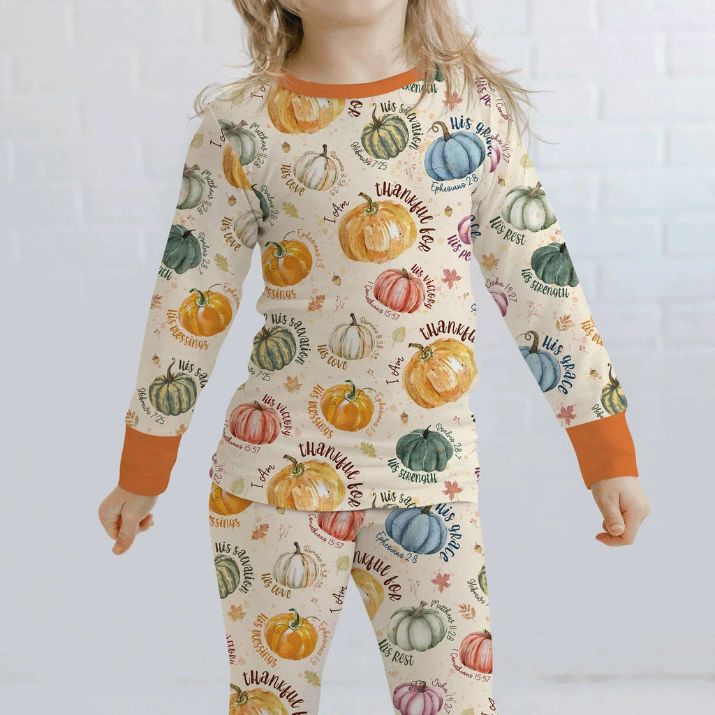 Christian Thanksgiving Bamboo Two Piece Long Sleeve Pajama Set