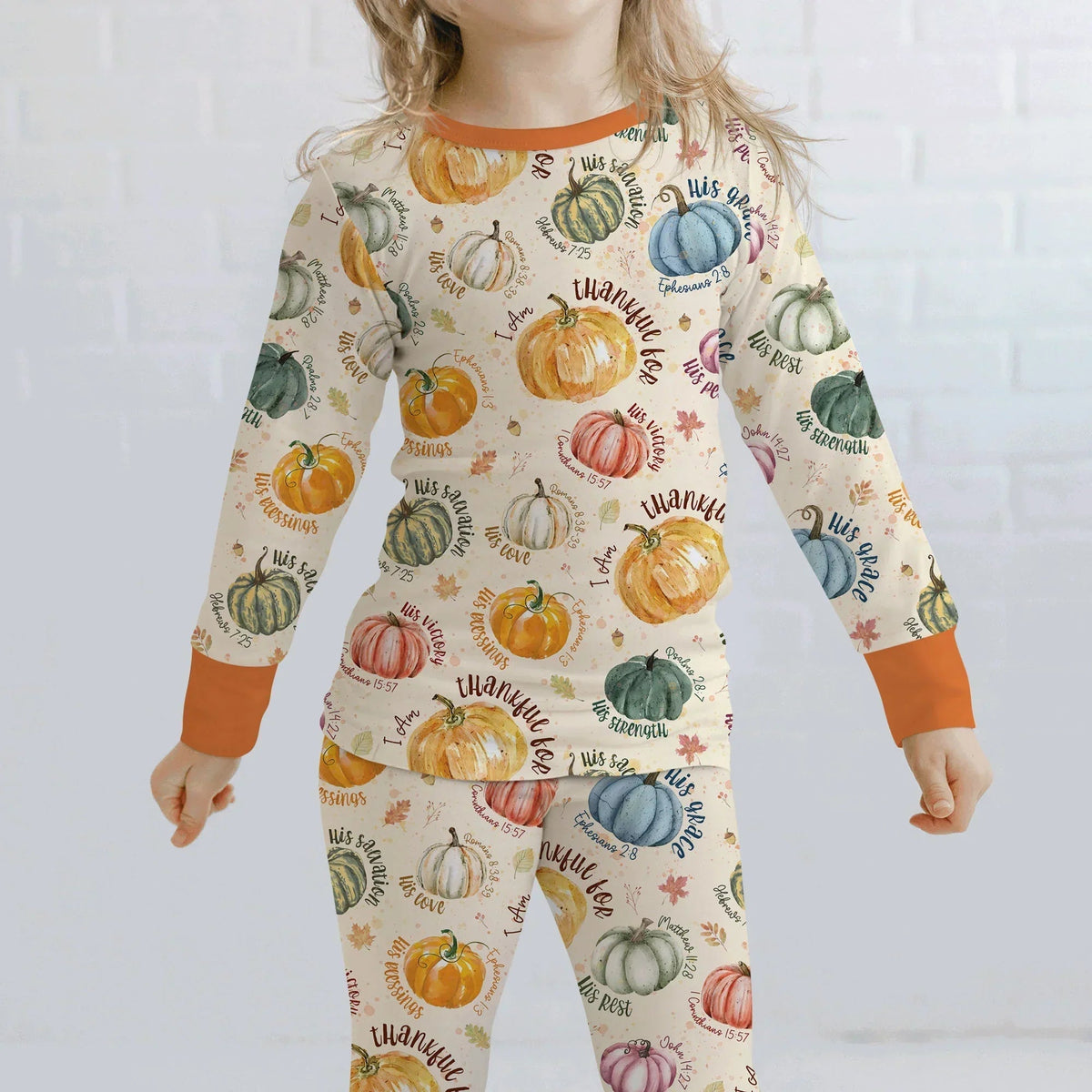 Christian Thanksgiving Bamboo Two Piece Long Sleeve Pajama Set