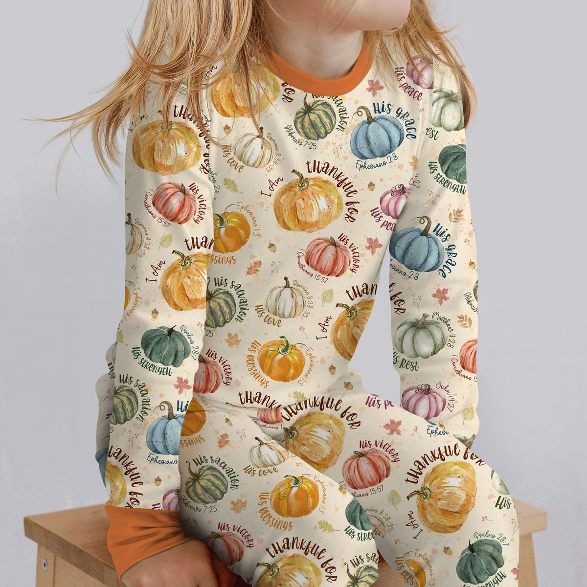 Christian Thanksgiving Bamboo Two Piece Long Sleeve Pajama Set