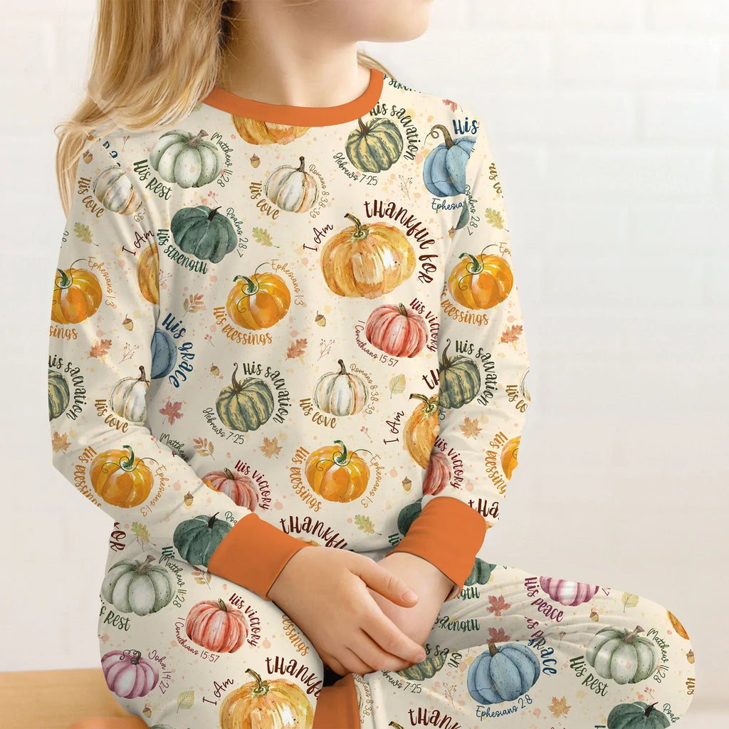 Christian Thanksgiving Bamboo Two Piece Long Sleeve Pajama Set