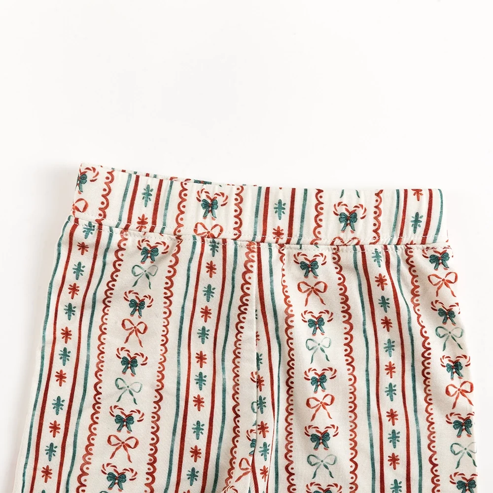 Striped Bow Bamboo Long Sleeve Pajama Set