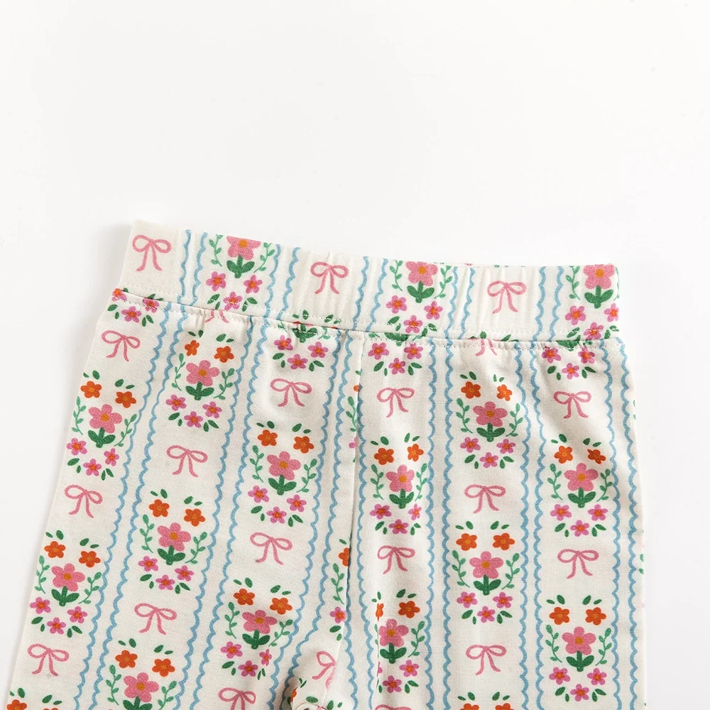 Pink Flower Stripes Bamboo Long Sleeve Pajama Set