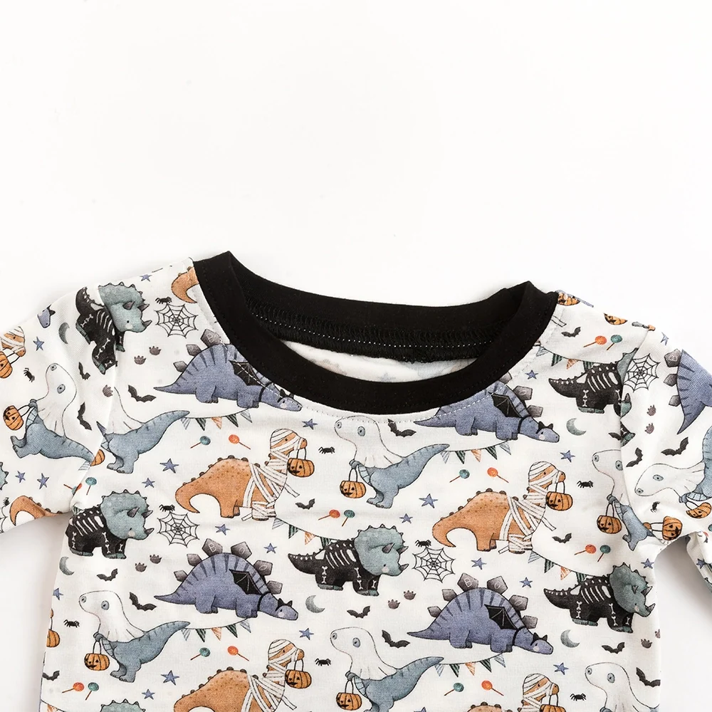 Cartoon Cute Dinosaur Bamboo Long Sleeve Pajama Set