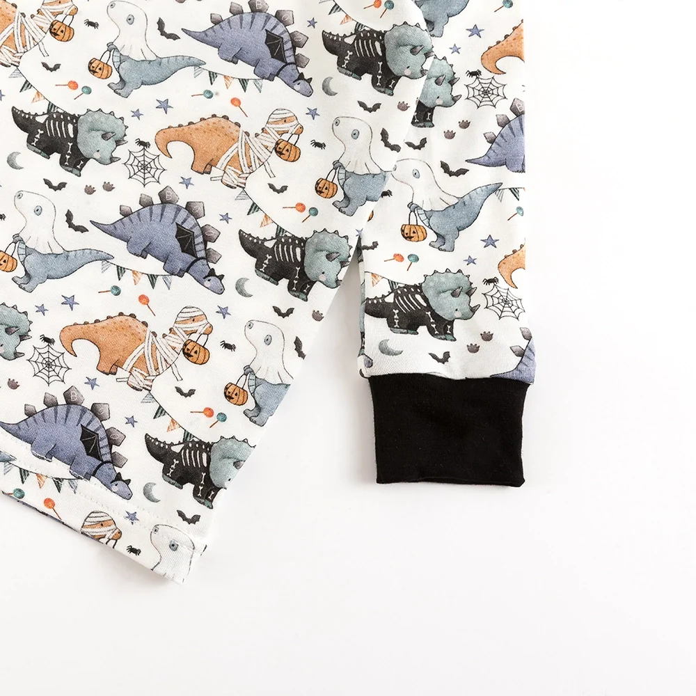 Cartoon Cute Dinosaur Bamboo Long Sleeve Pajama Set