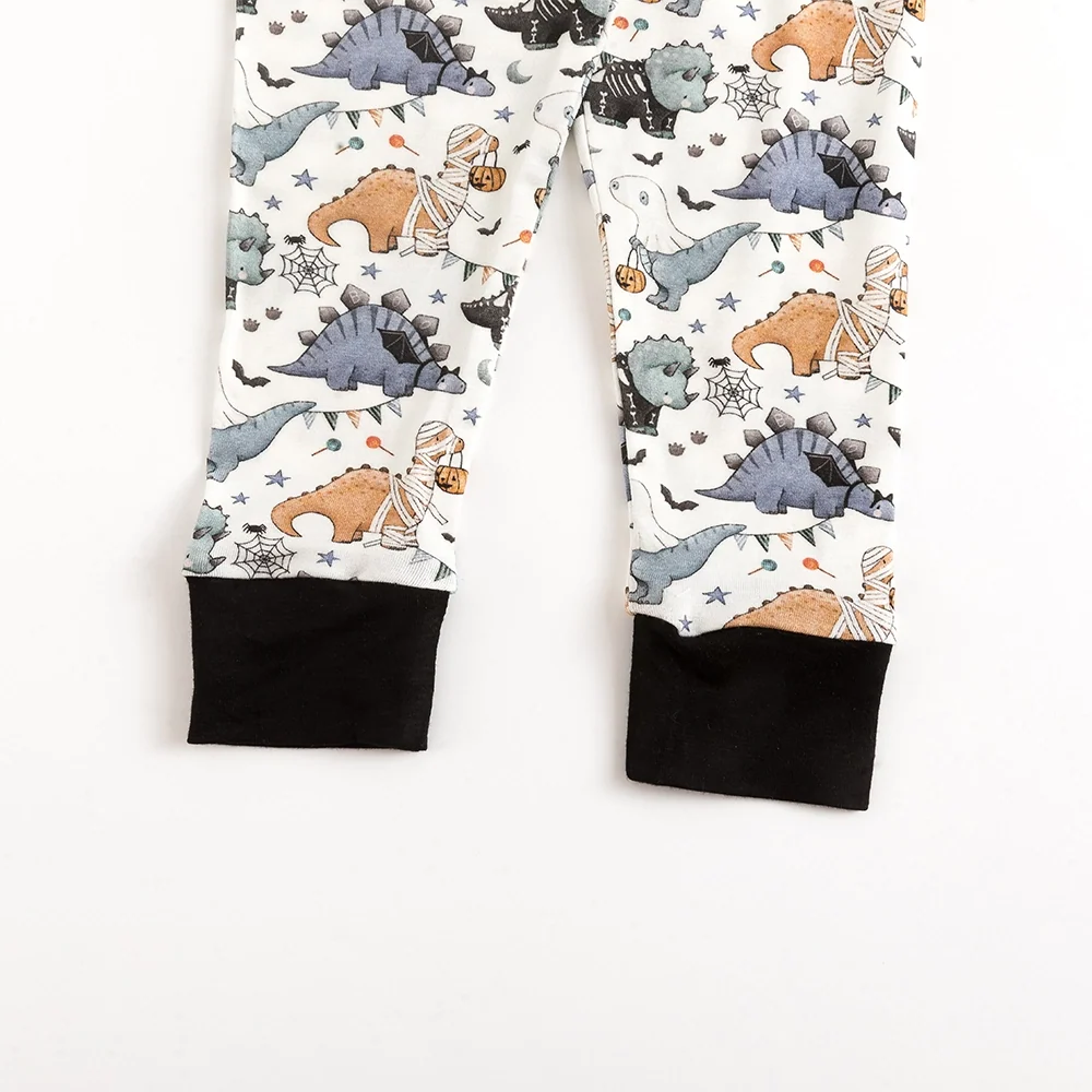 Cartoon Cute Dinosaur Bamboo Long Sleeve Pajama Set