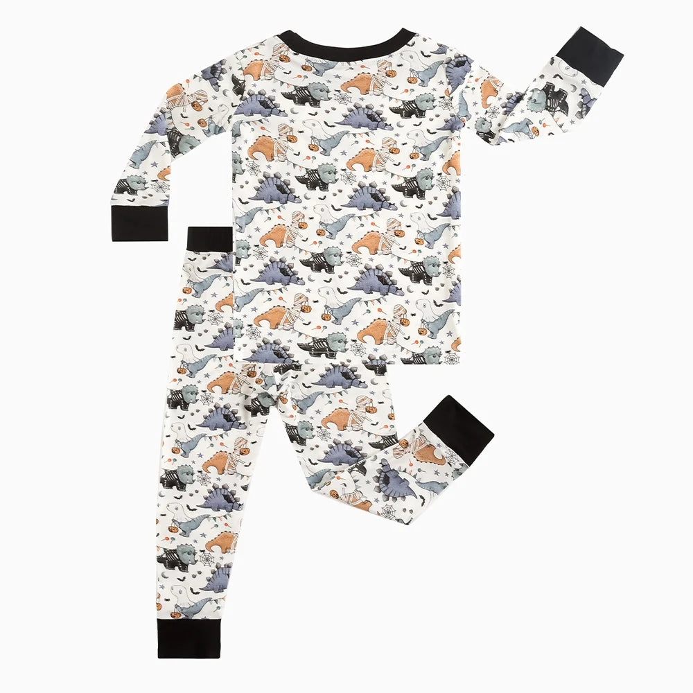 Cartoon Cute Dinosaur Bamboo Long Sleeve Pajama Set
