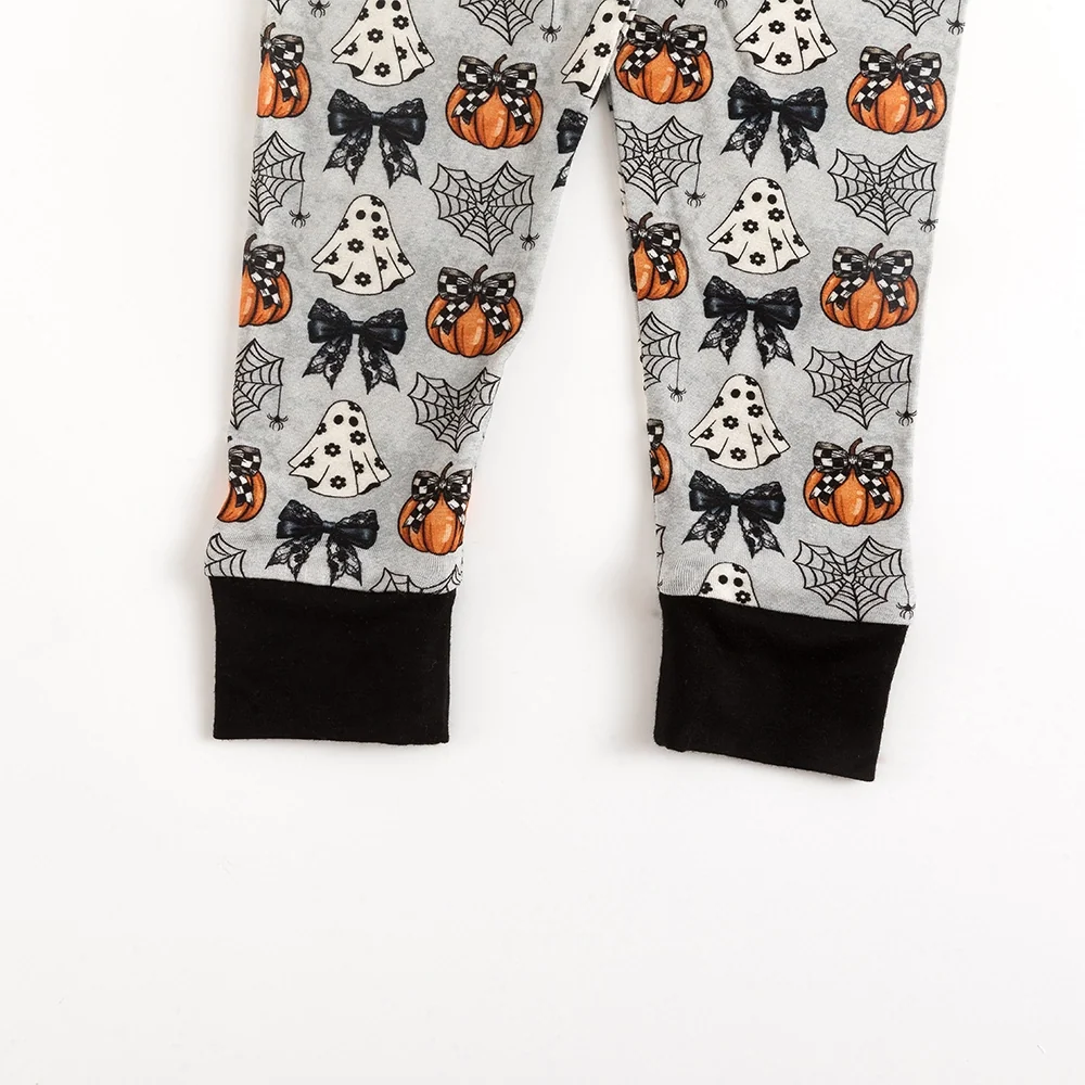 Halloween Pumpkin Bow Bamboo Long Sleeve Pajama Set