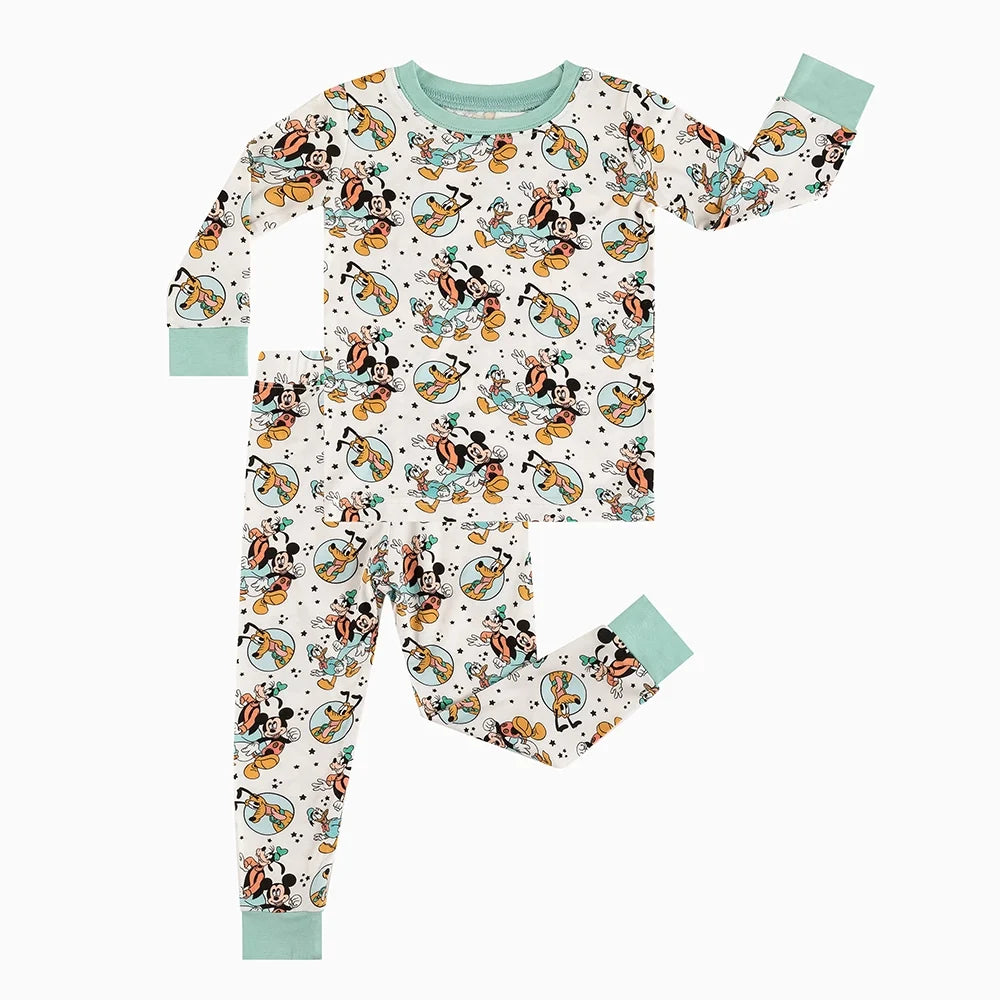 Mouse Dog Duck Kids Bamboo Two-Piece Pajama Set