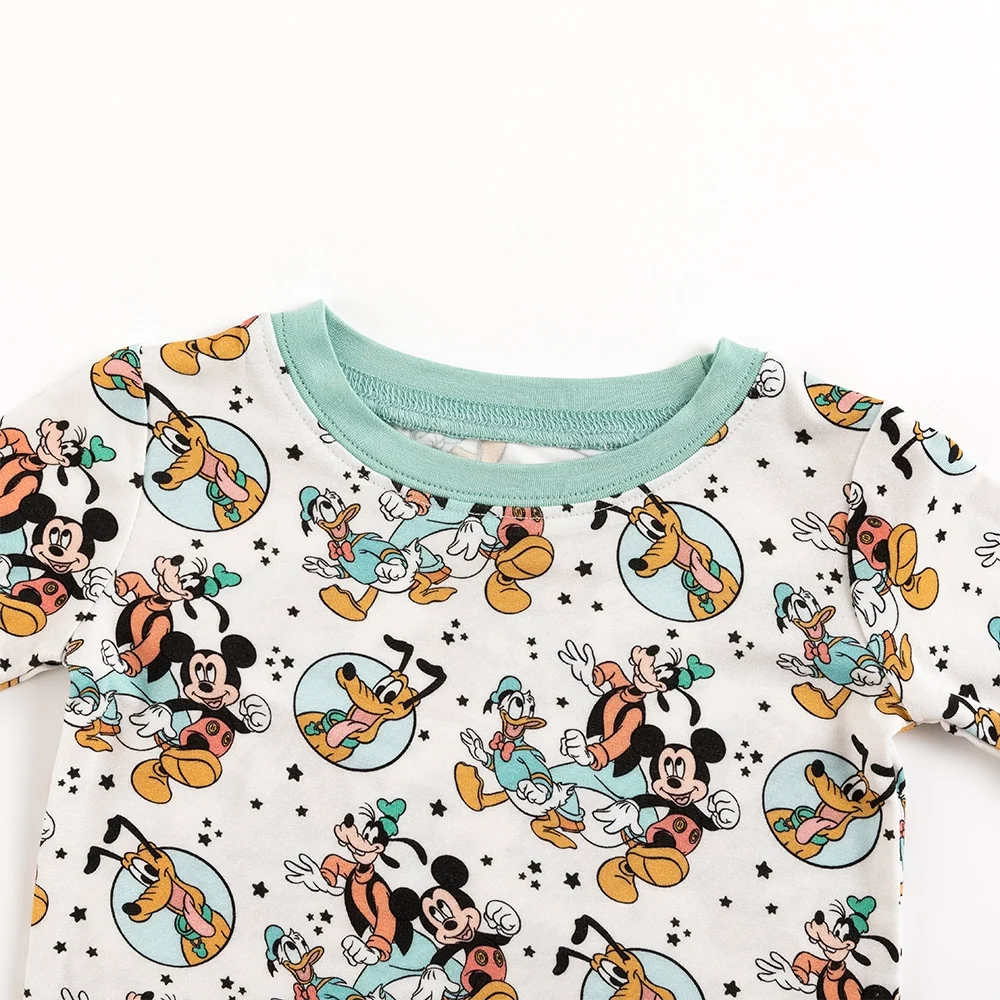 Mouse Dog Duck Kids Bamboo Two-Piece Pajama Set