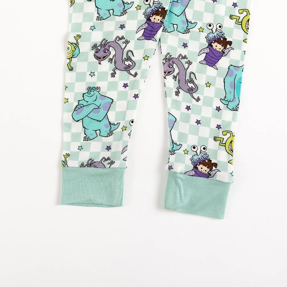 Monster Plaid Green Bamboo Long Sleeve Pajama Set