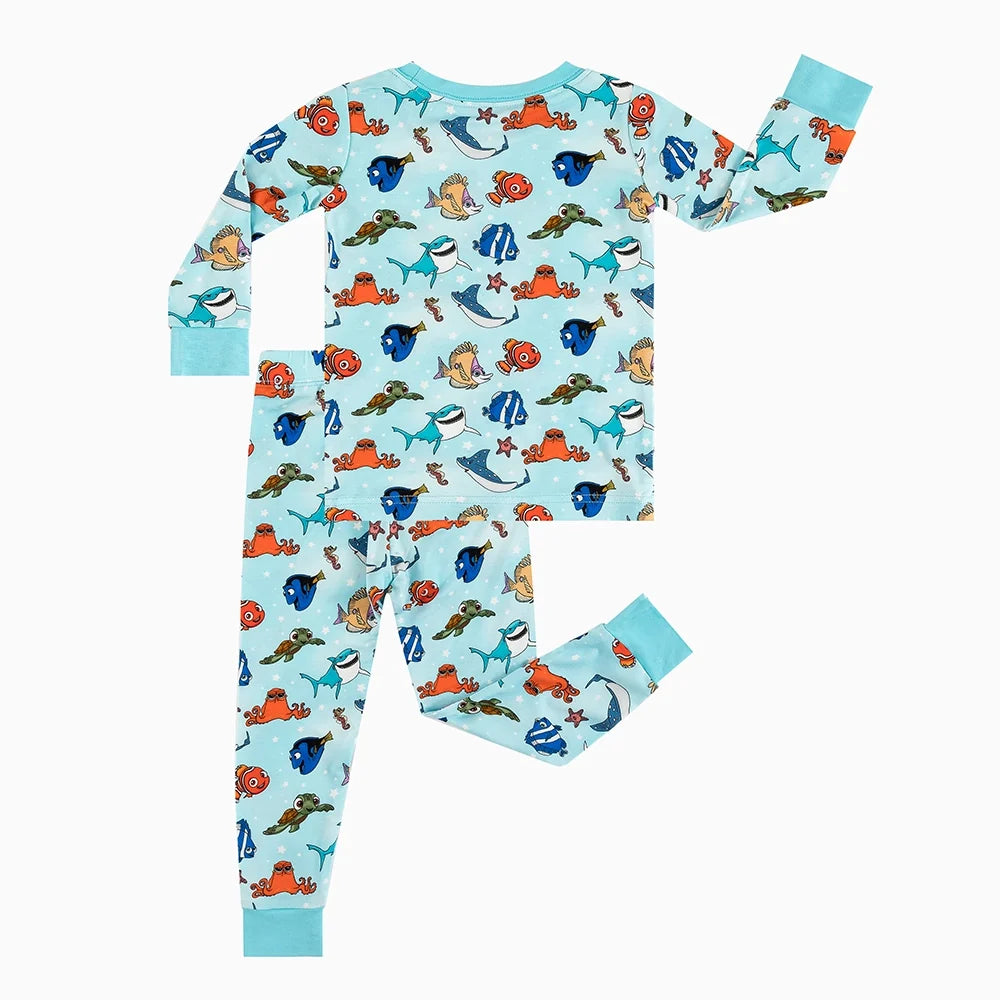 Marine Life Fish Turtle Kids Bamboo Two-Piece Pajama Set
