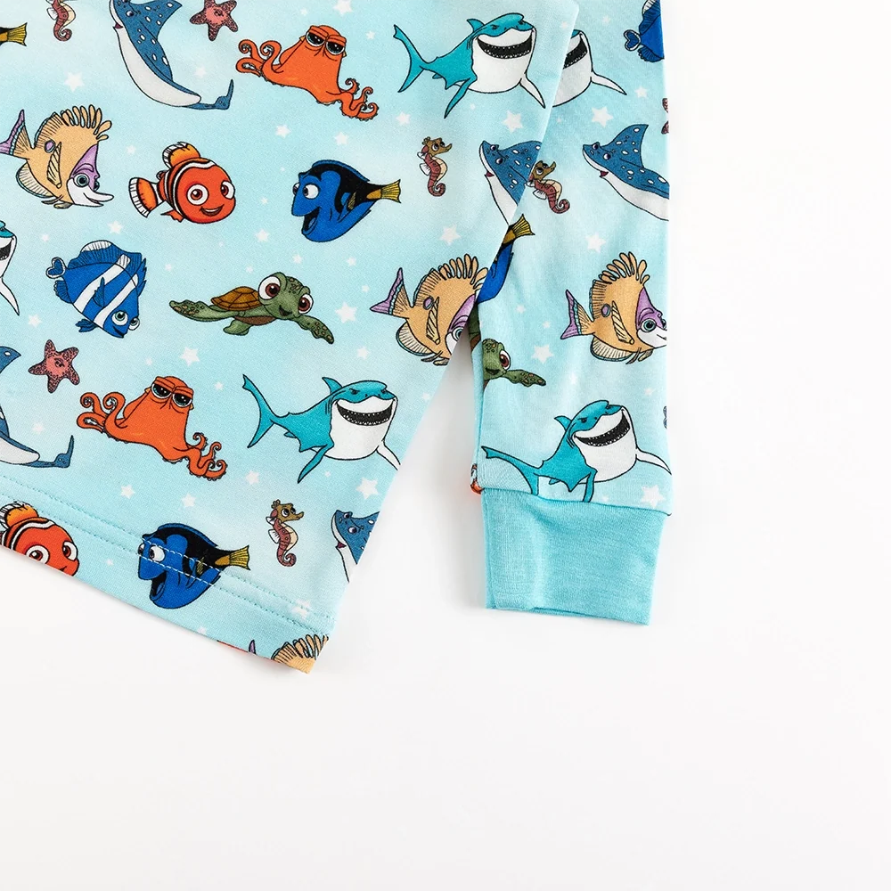Marine Life Fish Turtle Kids Bamboo Two-Piece Pajama Set