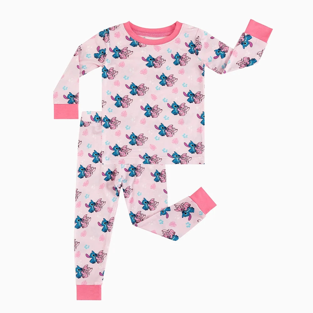 Blue Pink Baby Kids Bamboo Two-Piece Pajama Set Sale price
