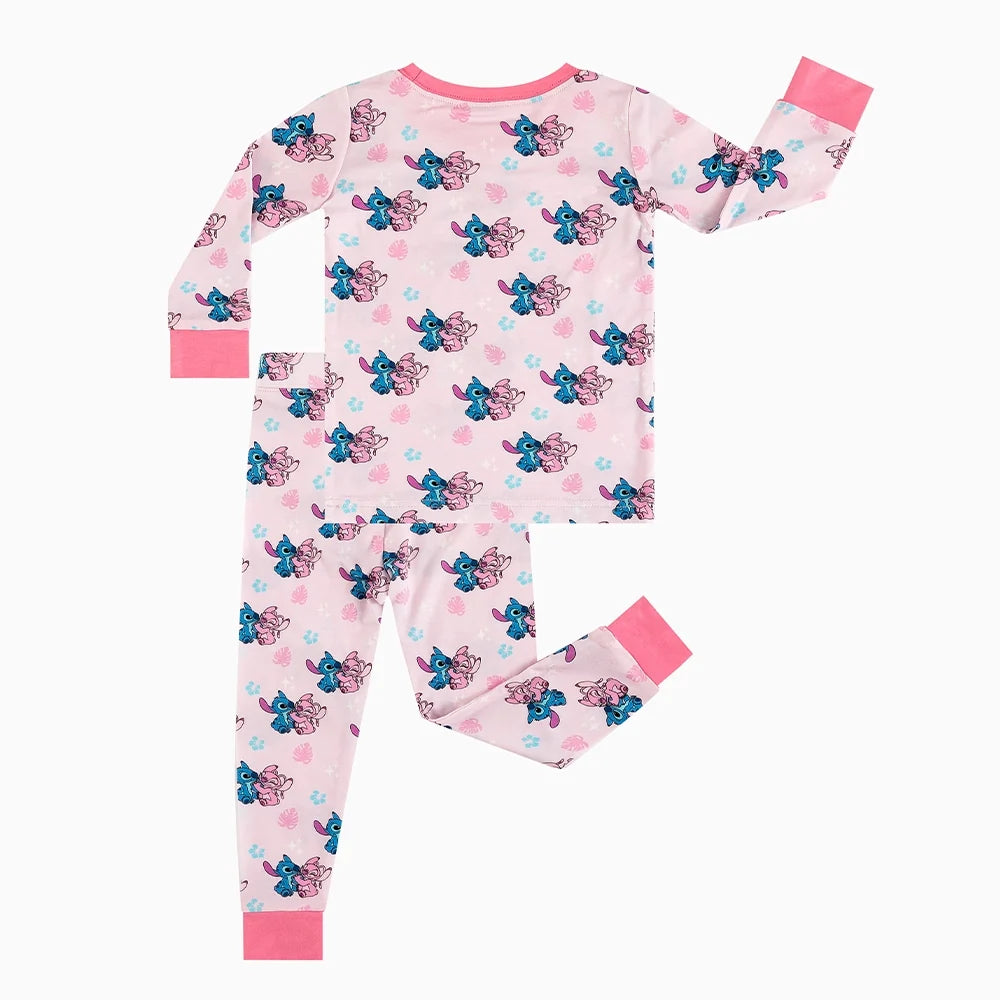 Blue Pink Baby Kids Bamboo Two-Piece Pajama Set Sale price