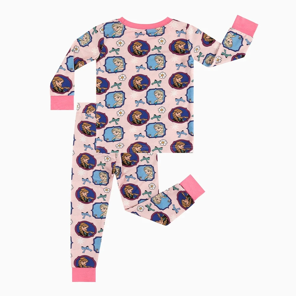 Flower Bow Princess Sisters Kids Bamboo Two-Piece Pajama Set