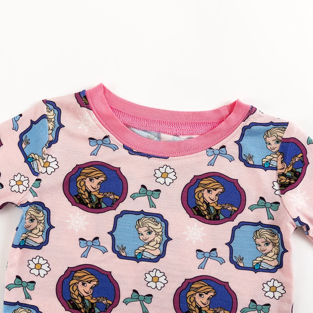 Flower Bow Princess Sisters Kids Bamboo Two-Piece Pajama Set