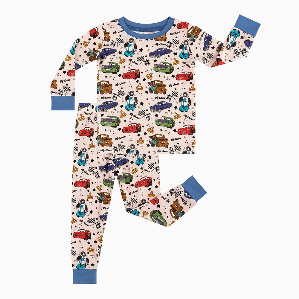Cartoon Car Pentacle Kids Bamboo Two-Piece Pajama Set