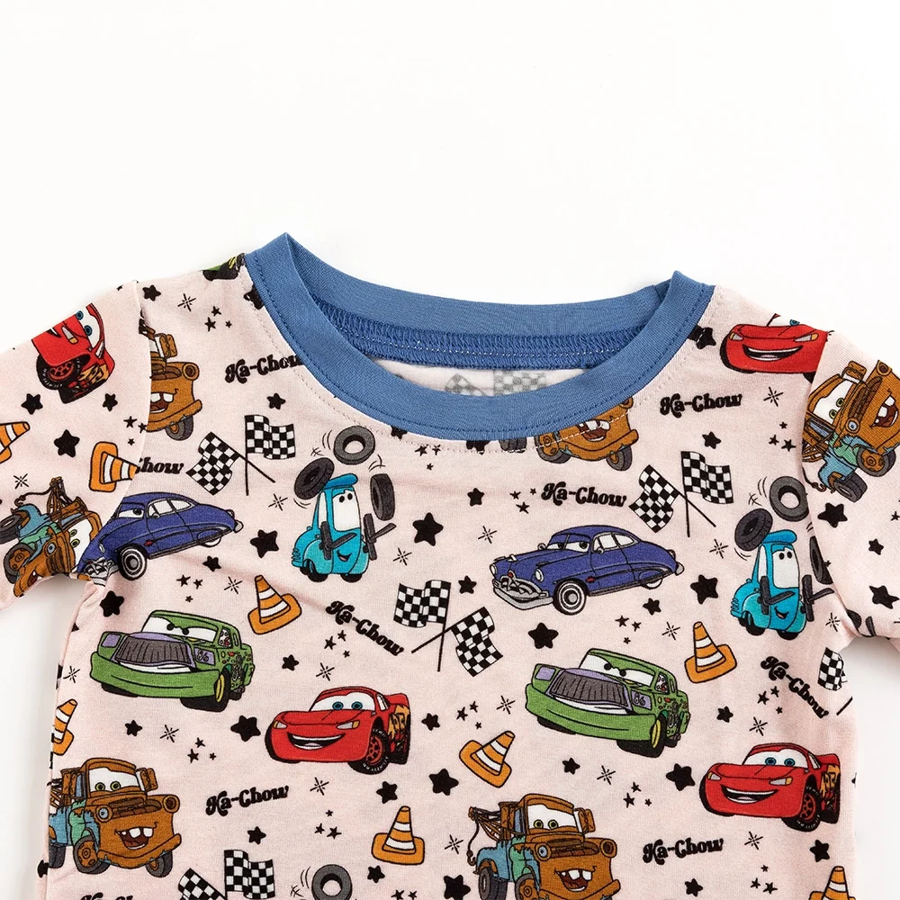 Cartoon Car Pentacle Kids Bamboo Two-Piece Pajama Set