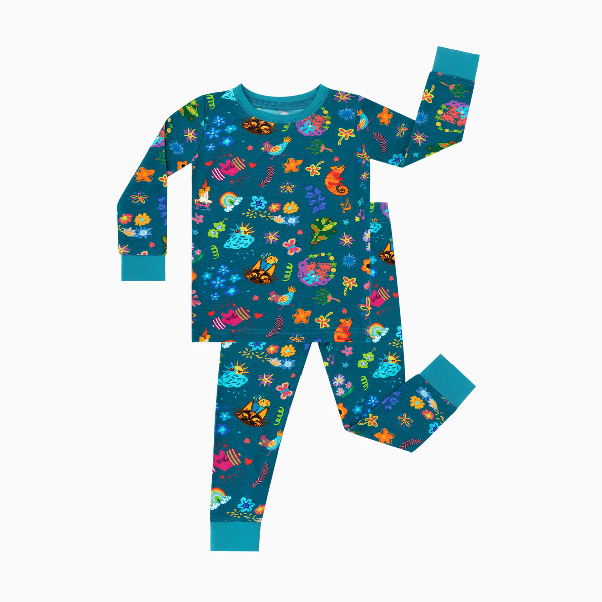 Kids Bamboo Two-Piece Pajama Set Spring Magic Garden