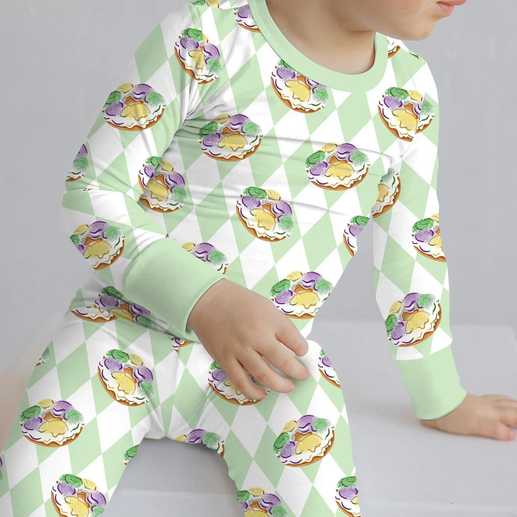 Mardi Gras Donut Bamboo Two Piece Long Sleeve Pajama Set