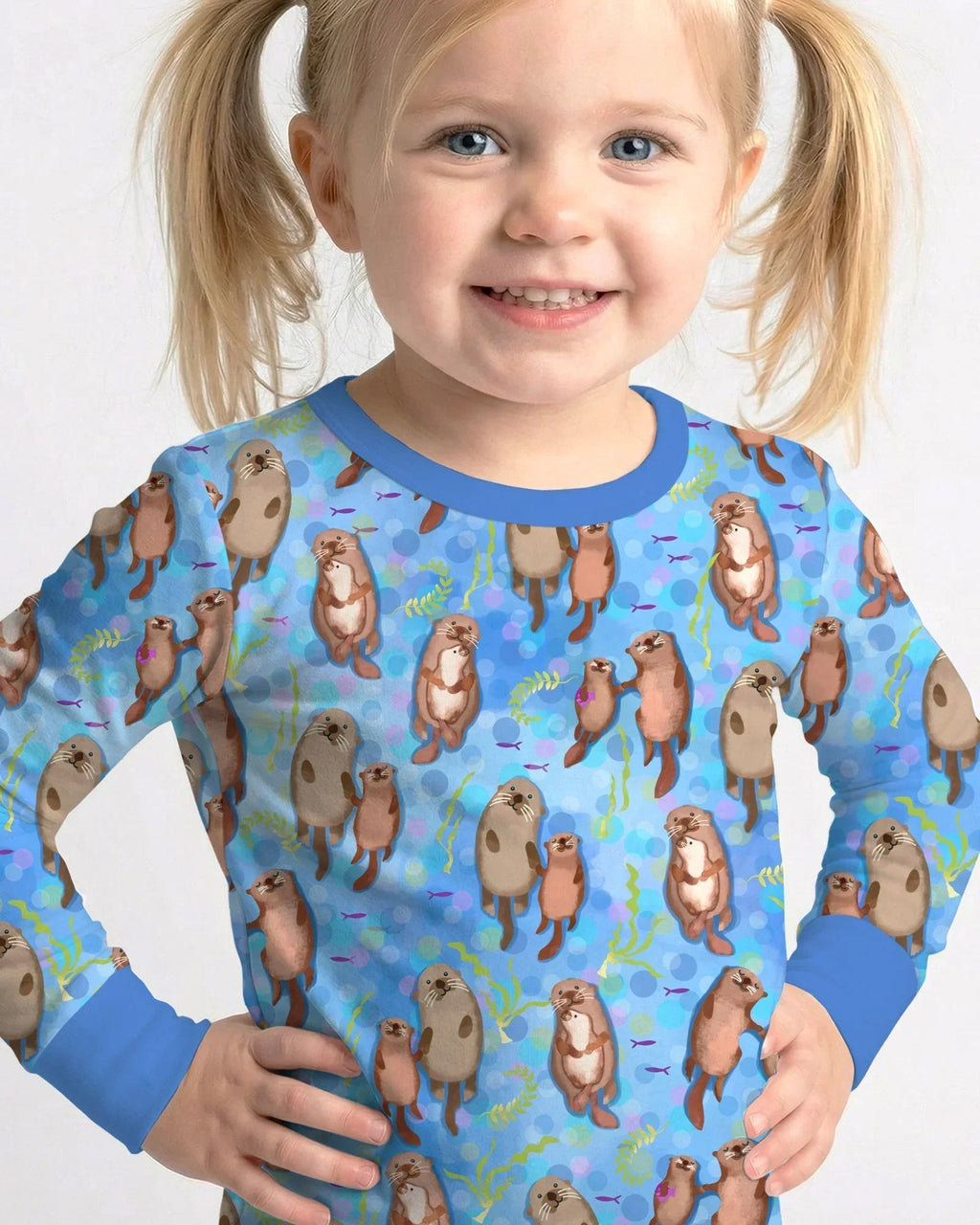 Otterly Together Bamboo Two Piece Long Sleeve Pajama Set