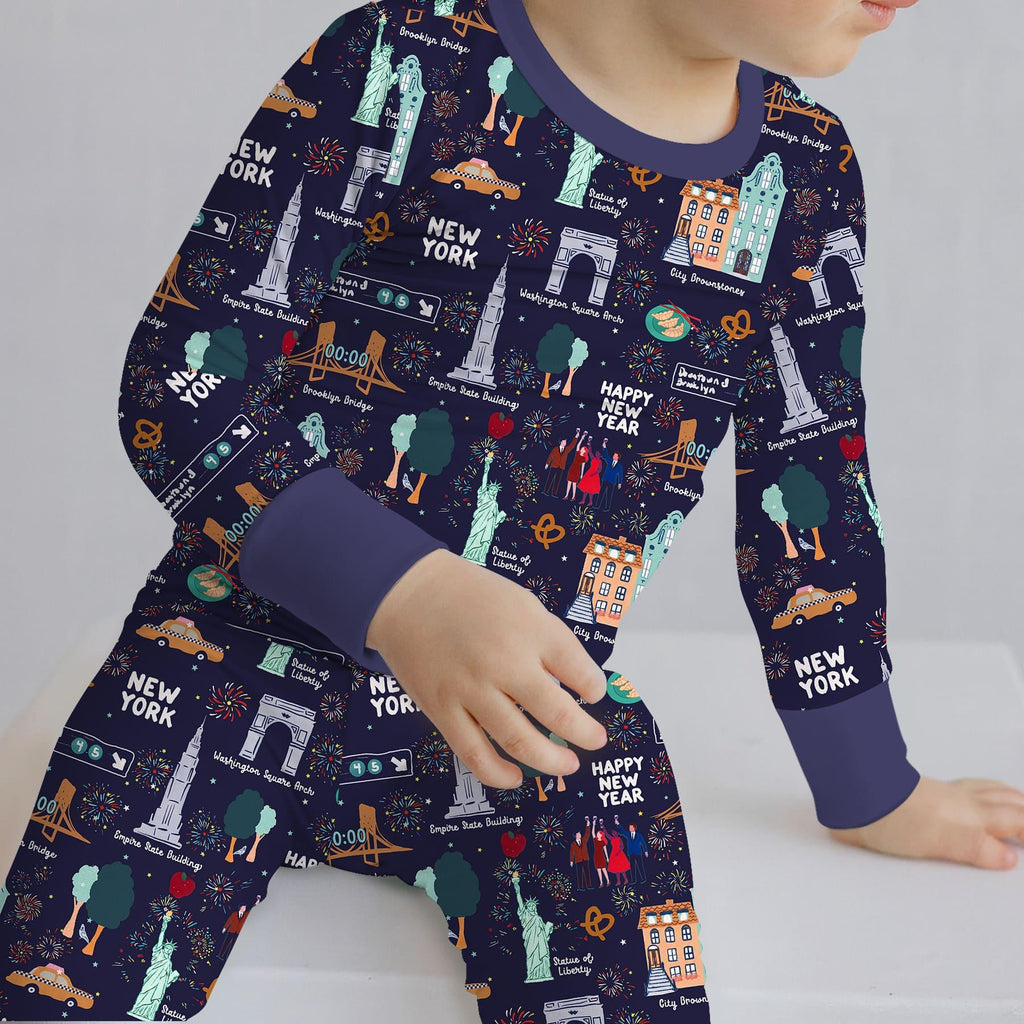 New York New Year Eve Bamboo Two Piece Long Sleeve Pajama Set