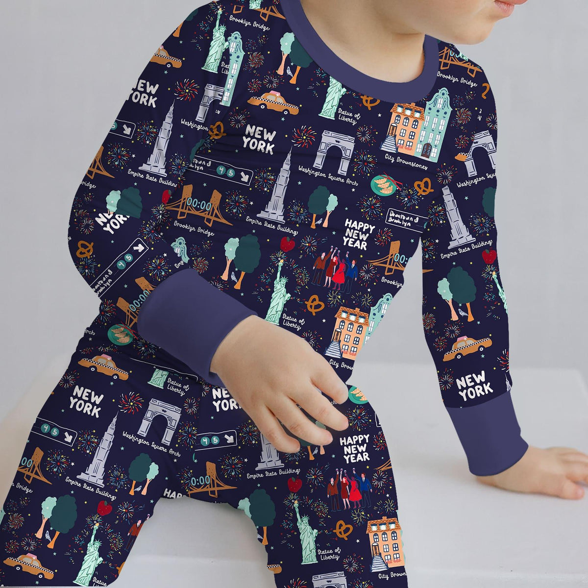 New York New Year Eve Bamboo Two Piece Long Sleeve Pajama Set