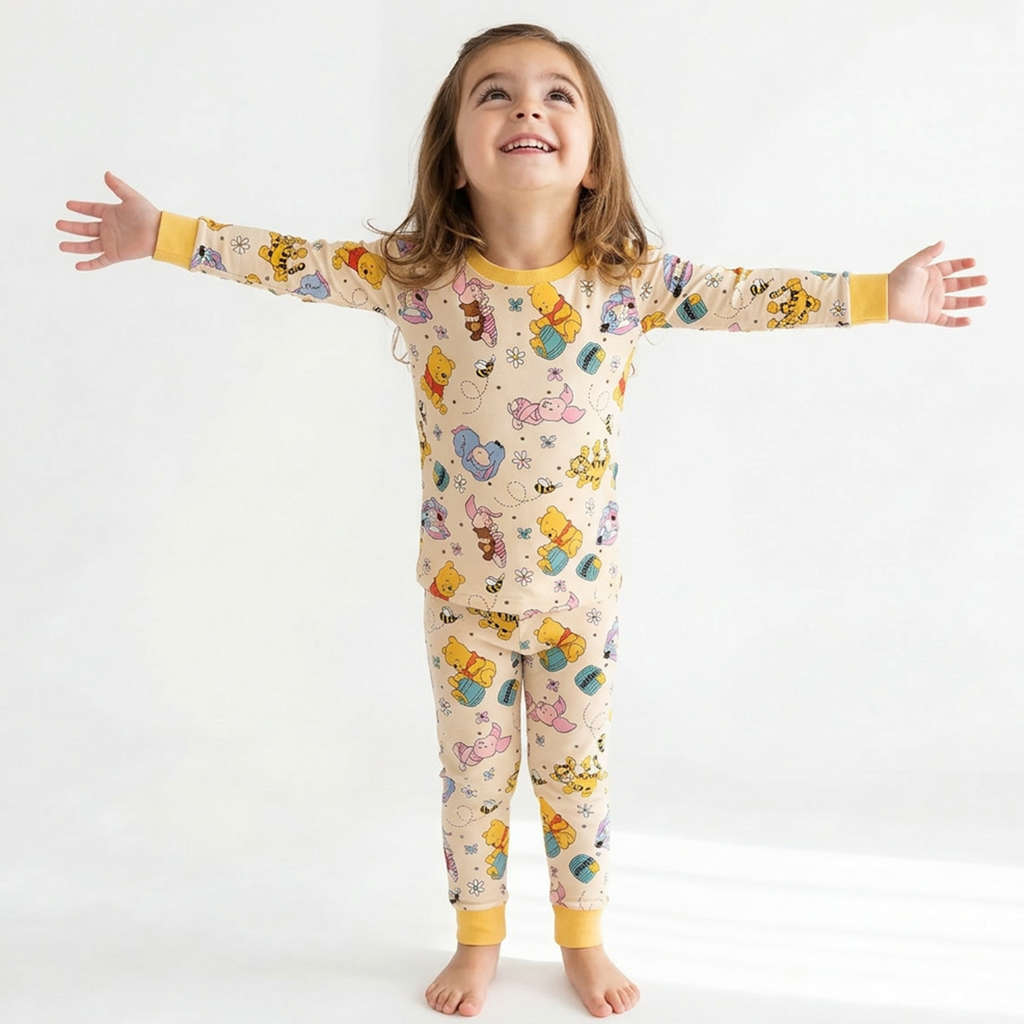 Little Bear Bee Pig Kids Bamboo Two-Piece Pajama Set