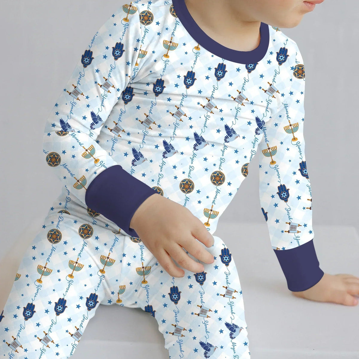 Hanukkah Festival Matching Family Bamboo Two Piece Long Sleeve Pajama Set