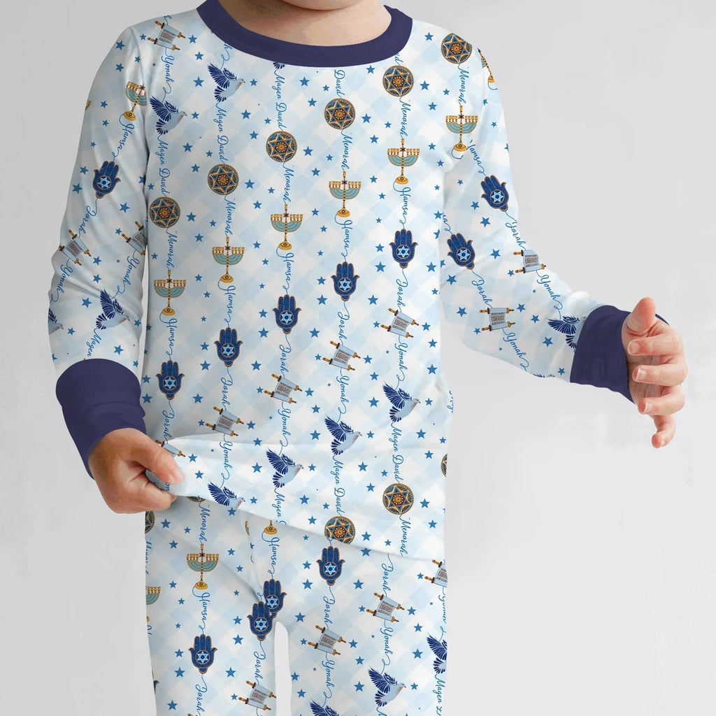 Hanukkah Festival Matching Family Bamboo Two Piece Long Sleeve Pajama Set