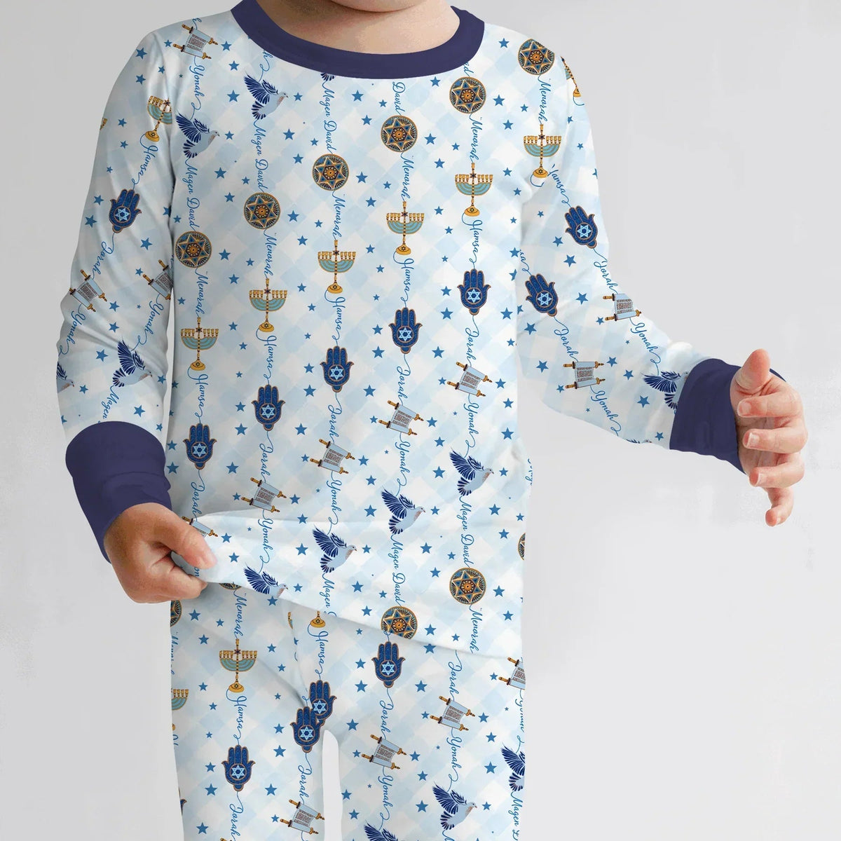 Hanukkah Festival Matching Family Bamboo Two Piece Long Sleeve Pajama Set