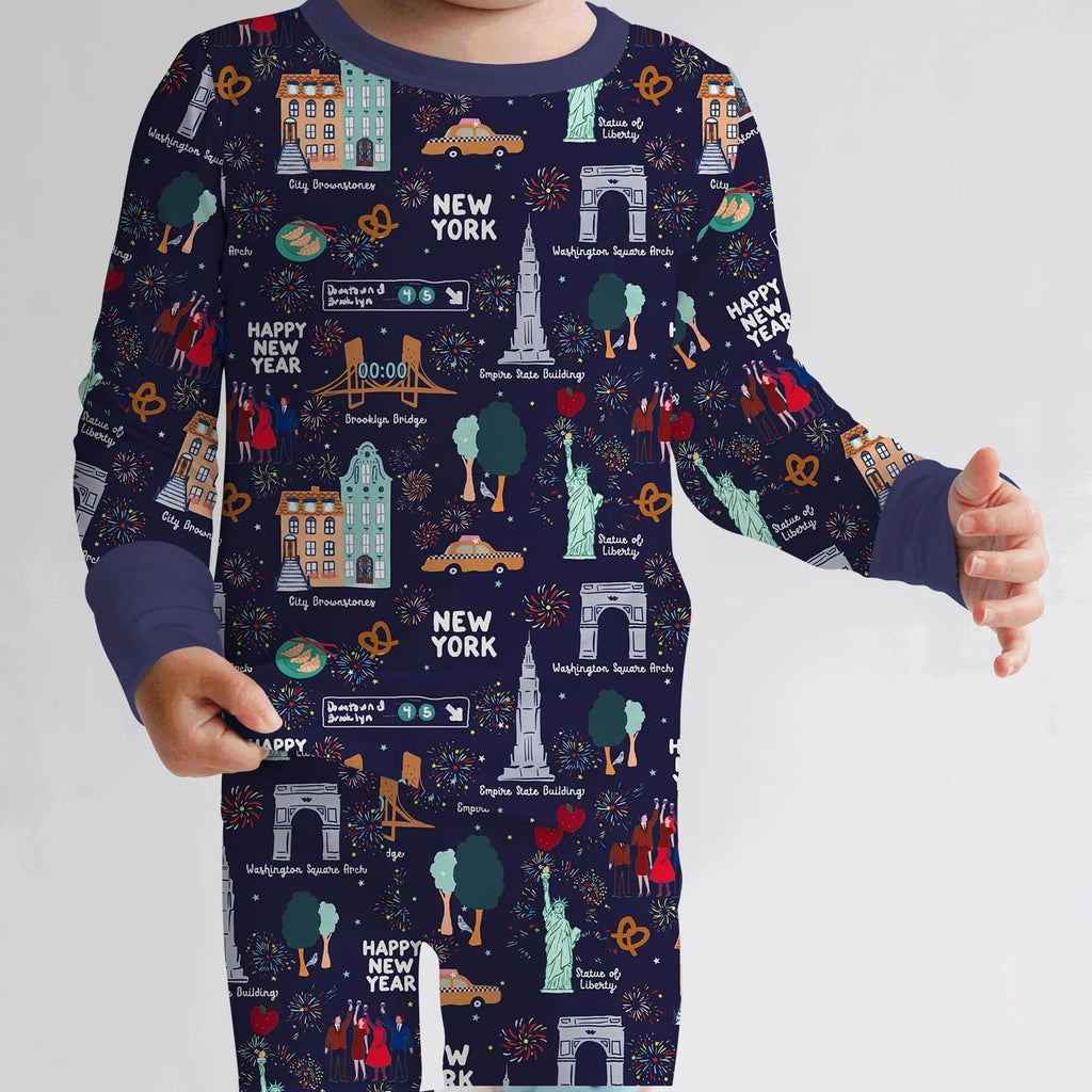 New York New Year Eve Bamboo Two Piece Long Sleeve Pajama Set