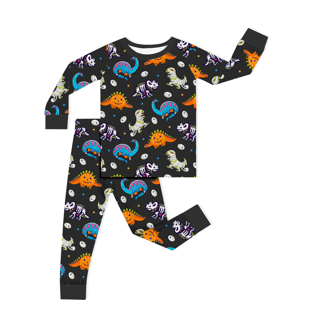 Halloween Spooky Dino Kids Bamboo Two-Piece Pajama Set