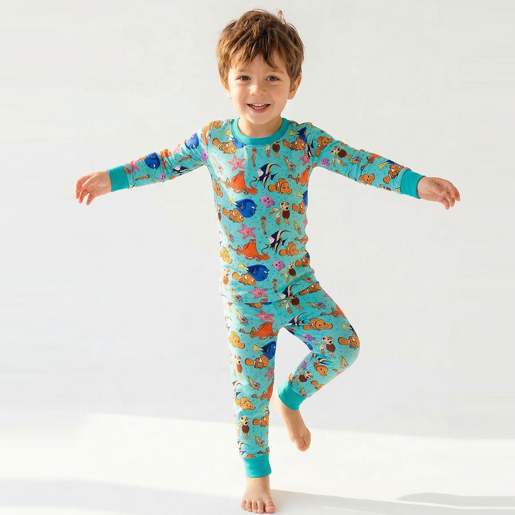 Marine Animals Kids Bamboo Two-Piece Pajama Set
