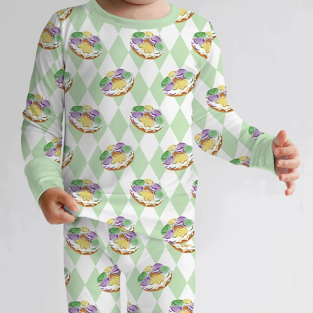 Mardi Gras Donut Bamboo Two Piece Long Sleeve Pajama Set