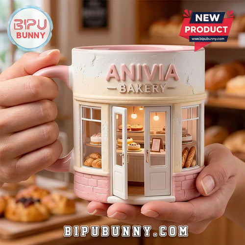 3D Miniature Bakery Storefront Pastel Novelty Ceramic Coffee Mug