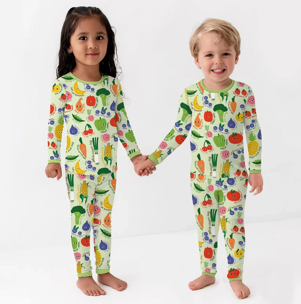 Little Veggie Garden Bamboo Two Piece Long Sleeve Pajama Set