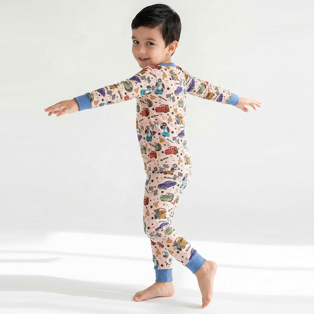 Cartoon Car Pentacle Kids Bamboo Two-Piece Pajama Set
