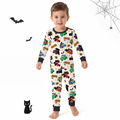 Halloween Smiley Face Car and Bus Pumpkin Kids Two-Piece Pajama Set