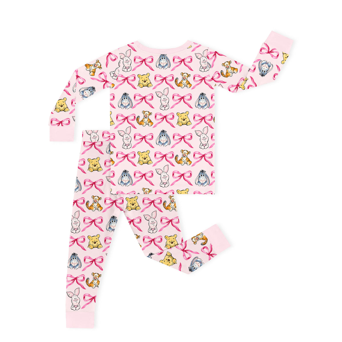 Sunny Bear and Pig Friends Bow Kids Two-Piece Pajama Set