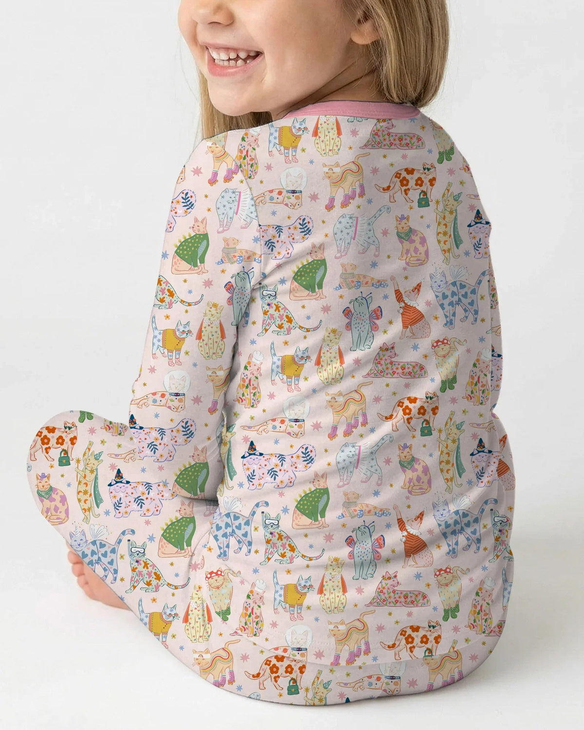 Whimsical Cat Parade Two Piece Long Sleeve Pajama Set