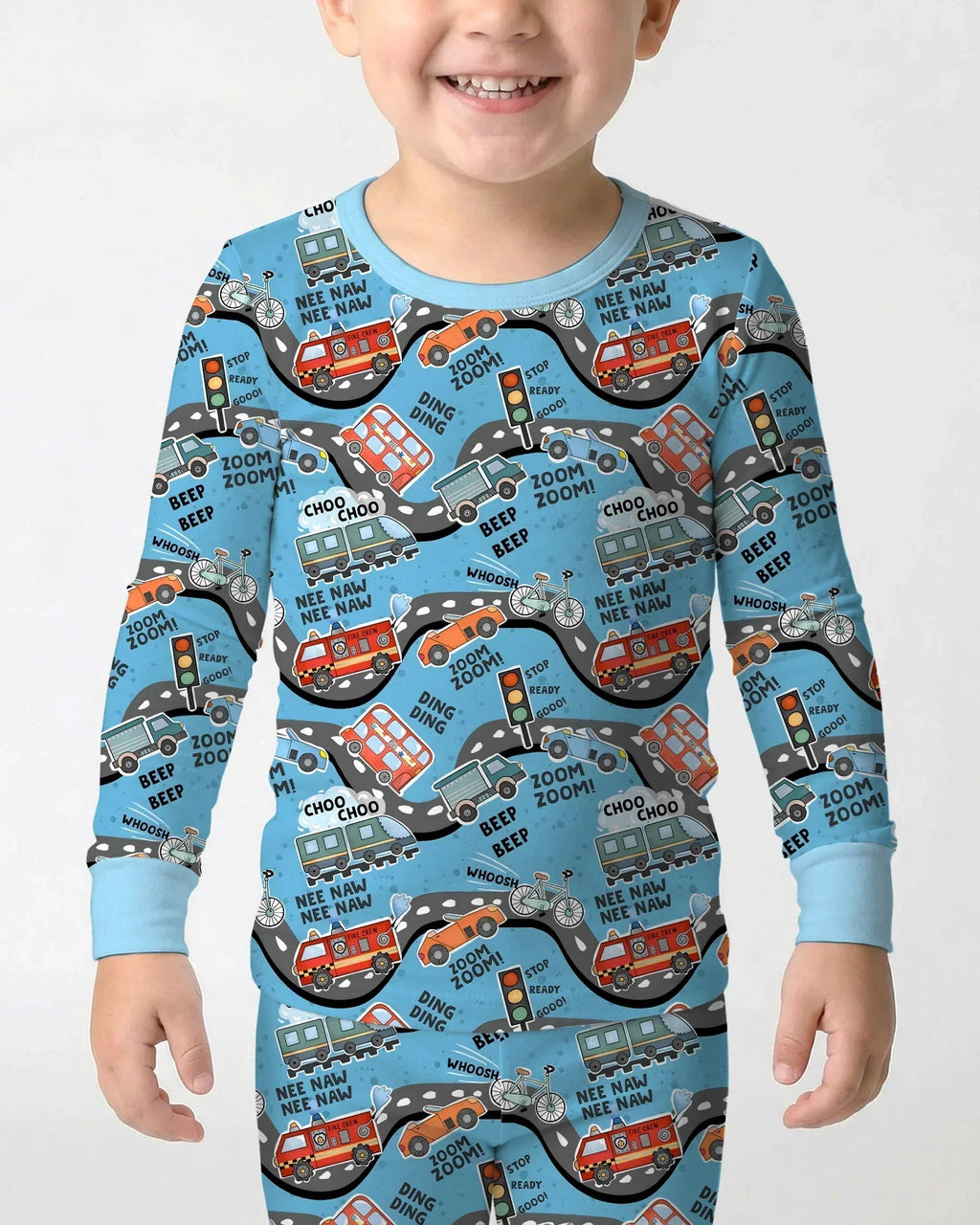 Zoom Zoom Beep Beep Bamboo Two Piece Long Sleeve Pajama Set
