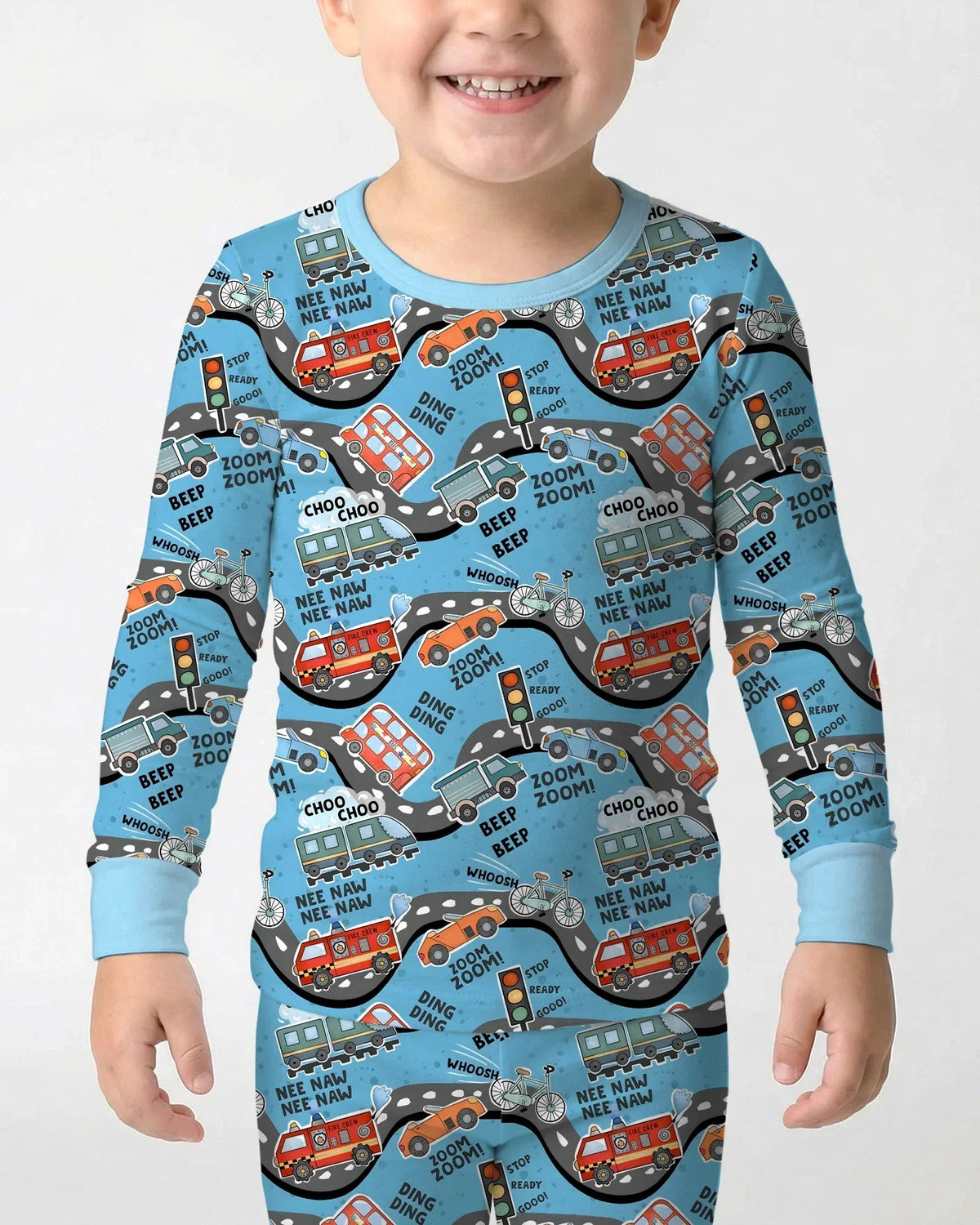 Zoom Zoom Beep Beep Bamboo Two Piece Long Sleeve Pajama Set