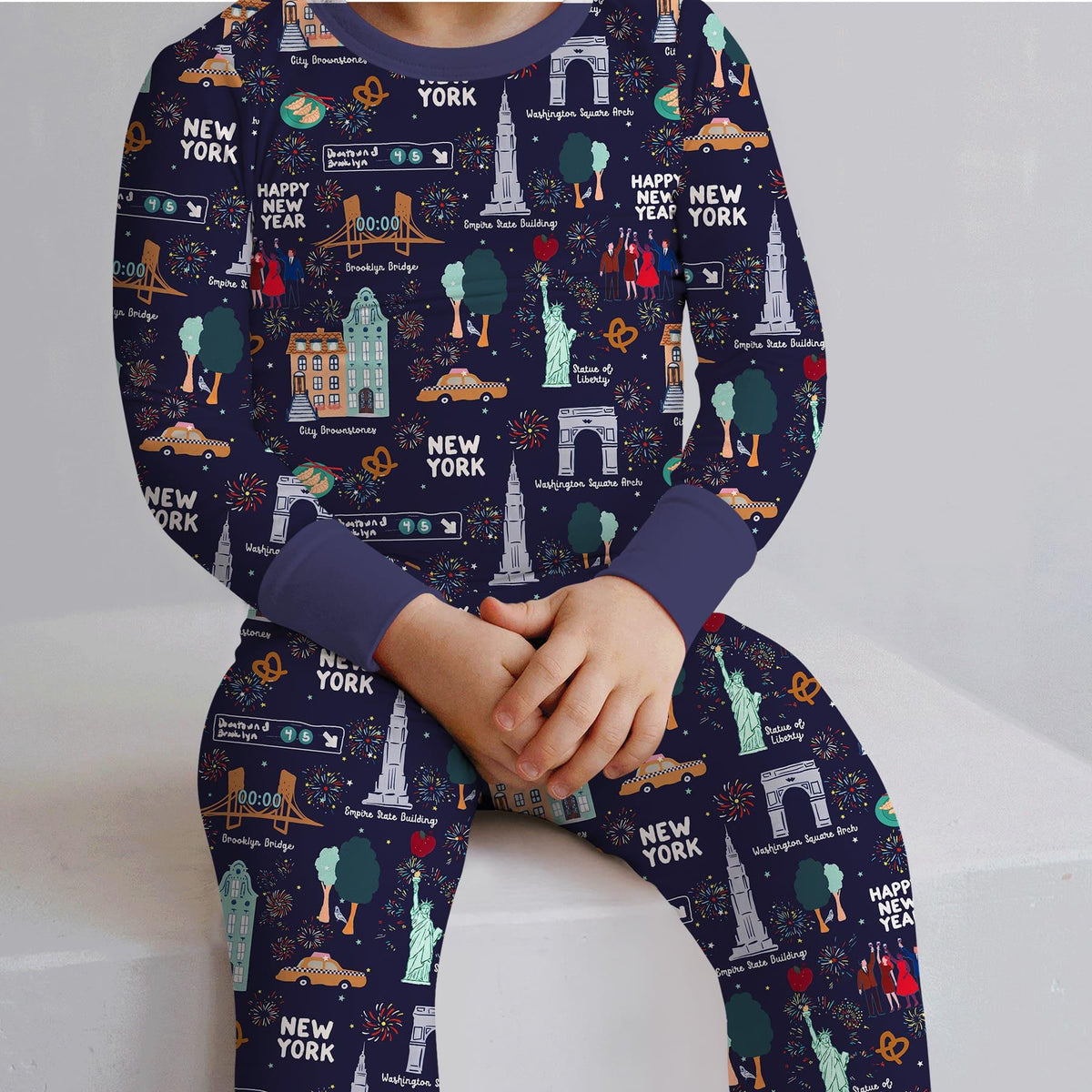 New York New Year Eve Bamboo Two Piece Long Sleeve Pajama Set