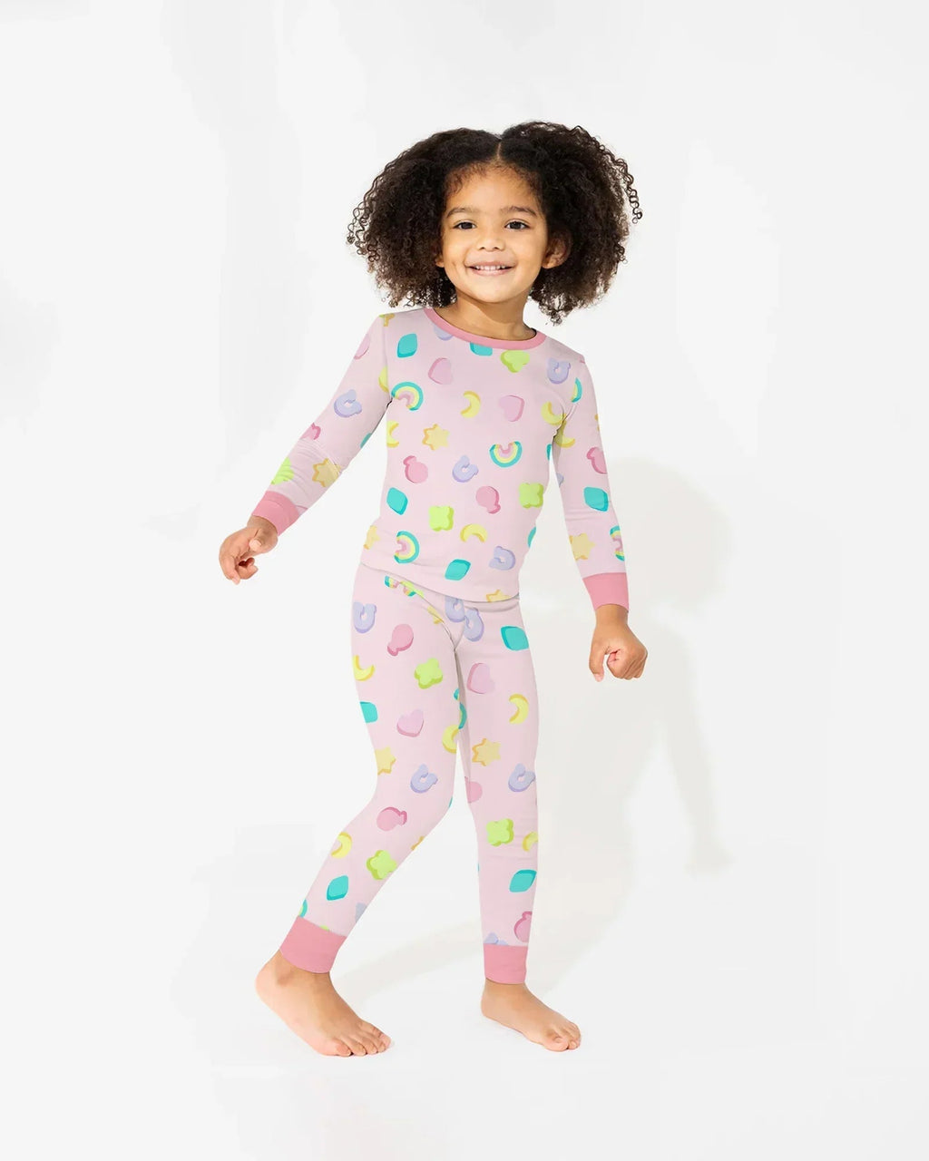Pastel Lucky Charms Scatter Bamboo Two Piece Long Sleeve Pajama Set