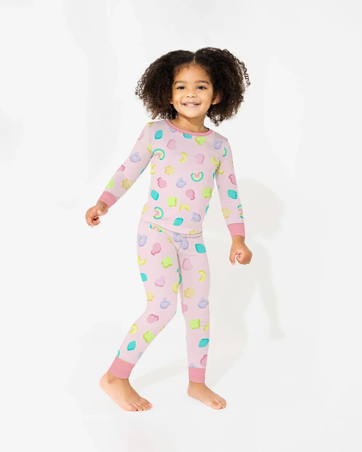 Pastel Lucky Charms Scatter Bamboo Two Piece Long Sleeve Pajama Set