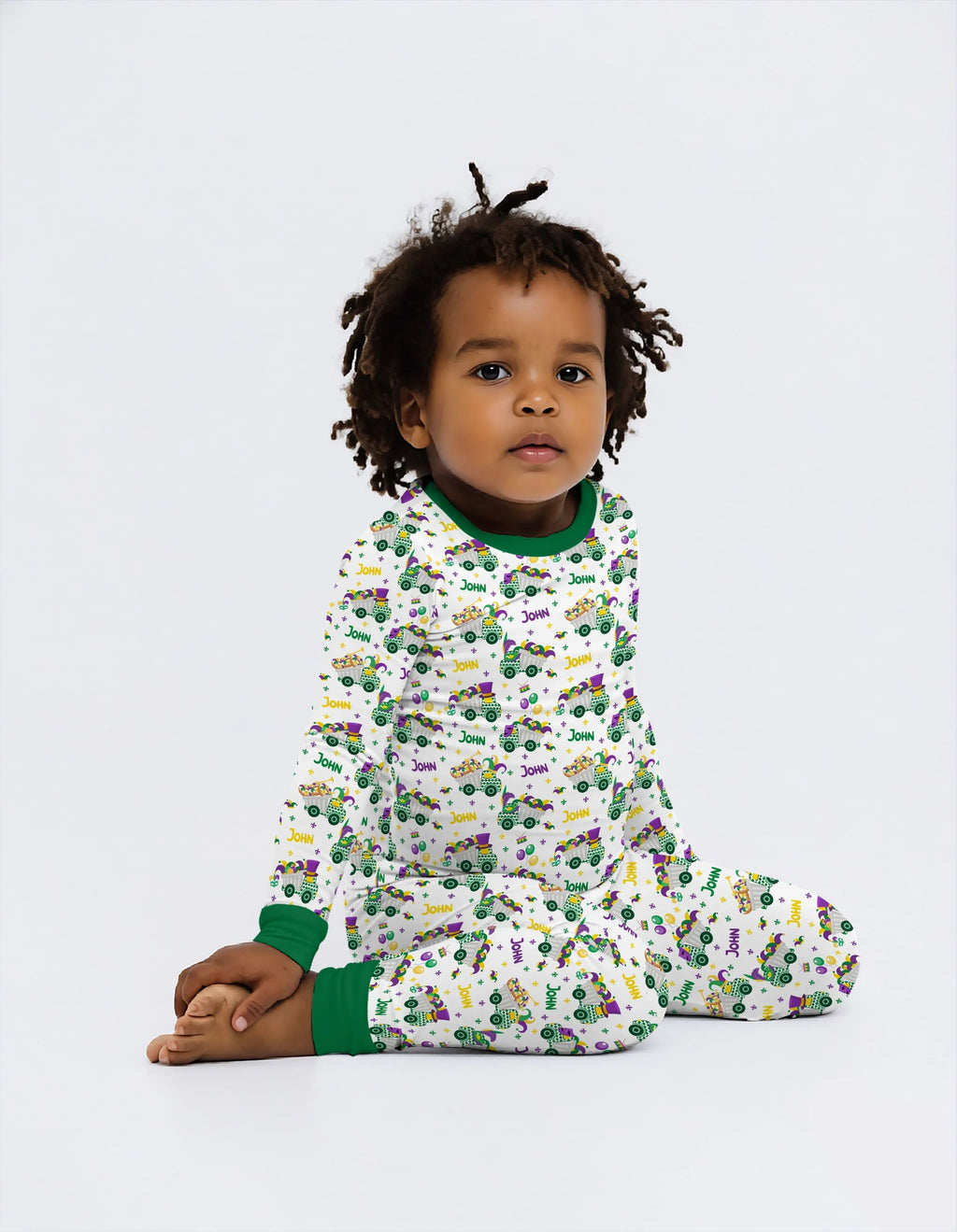 Mardi Gras Trucks Bamboo Two Piece Long Sleeve Pajama Set